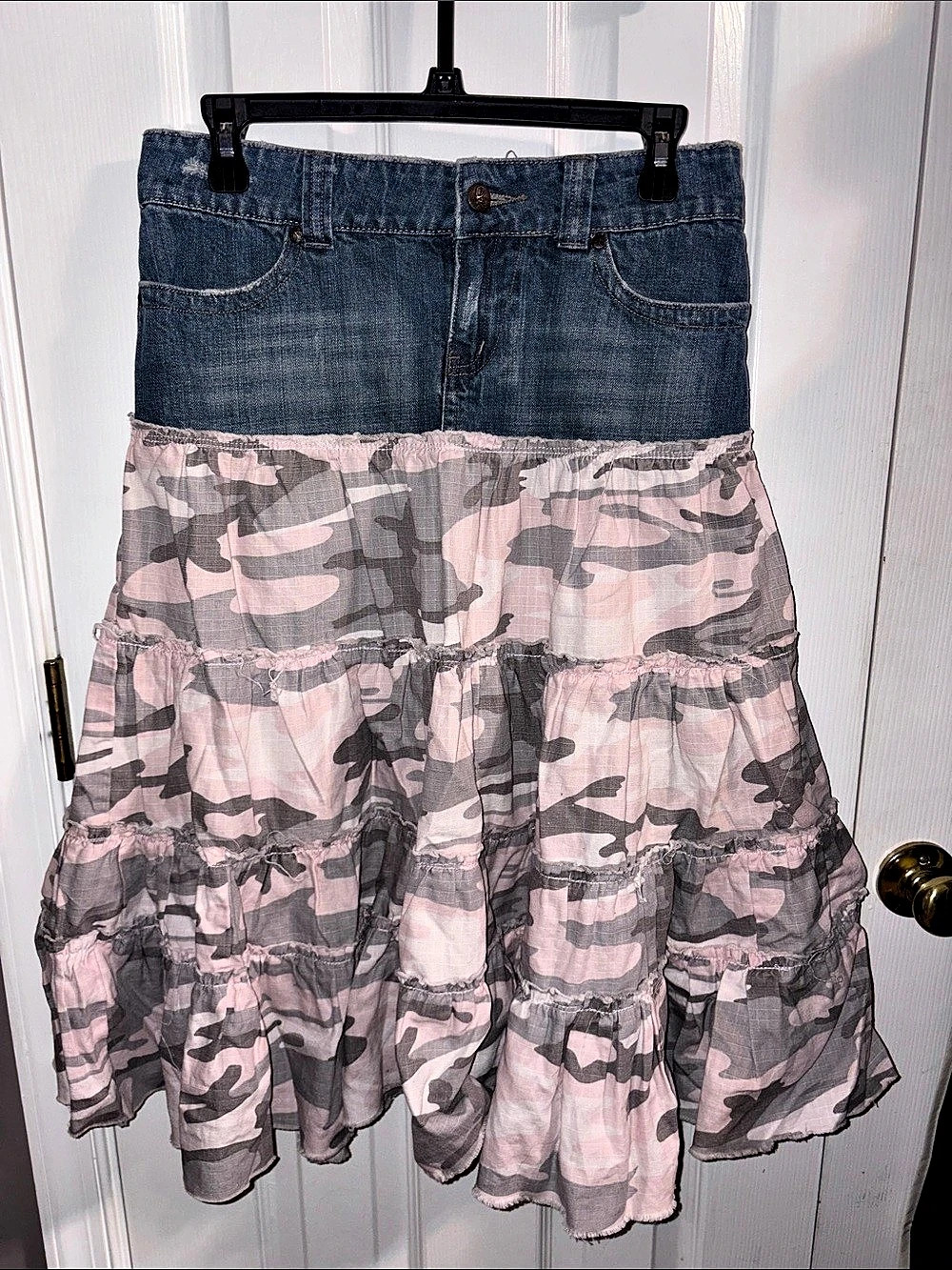 Lip Service Pink & Blue Camo Denim Mini Skirt
